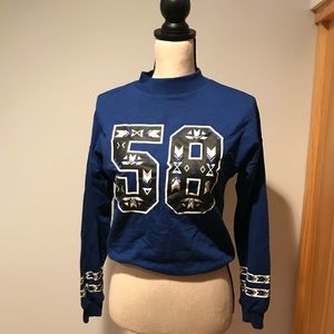 Blue Lightweight Embroidered DIVIDED Sweatshirt XS